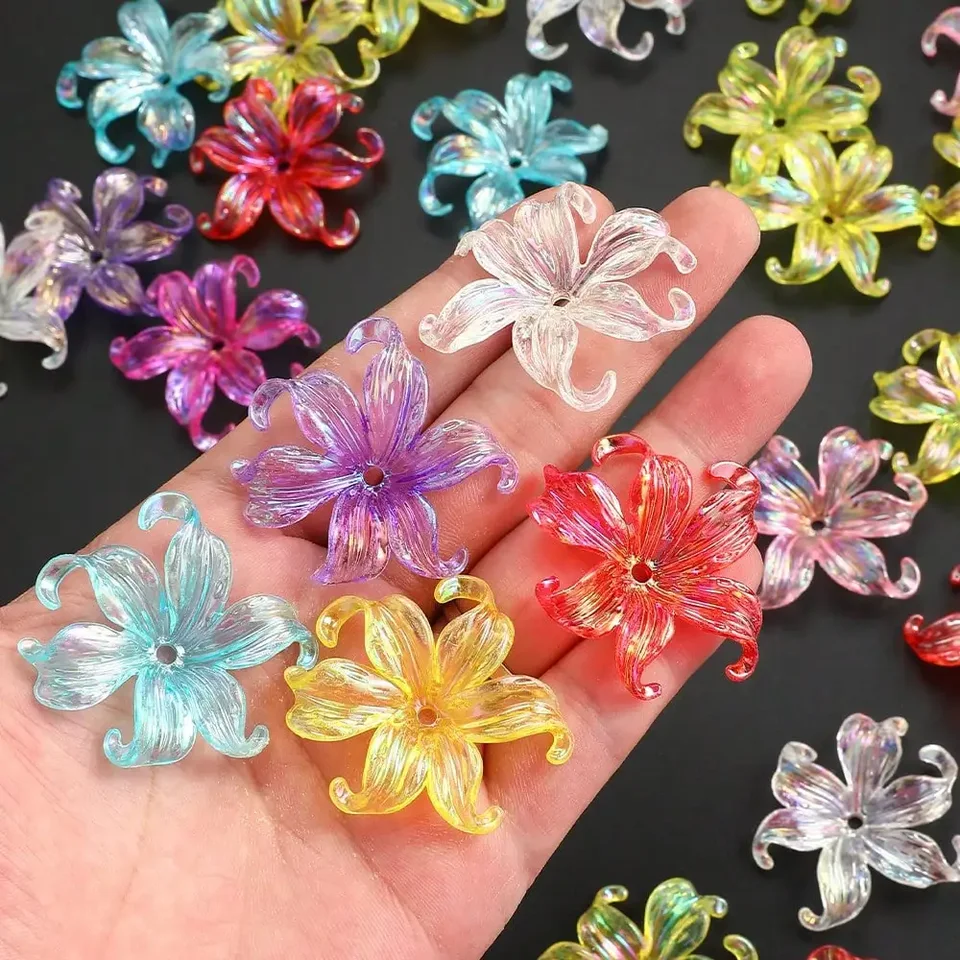 20 Piece Multi Color Transparent Acrylic Flower Beads