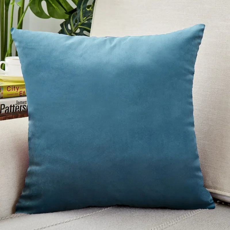 

Peacock Blue Velvet Cushion Covers Soft Pillowcases 45x45 cm Nordic Home Decor Pillows Cover for Sofa Couch Pillow Covers