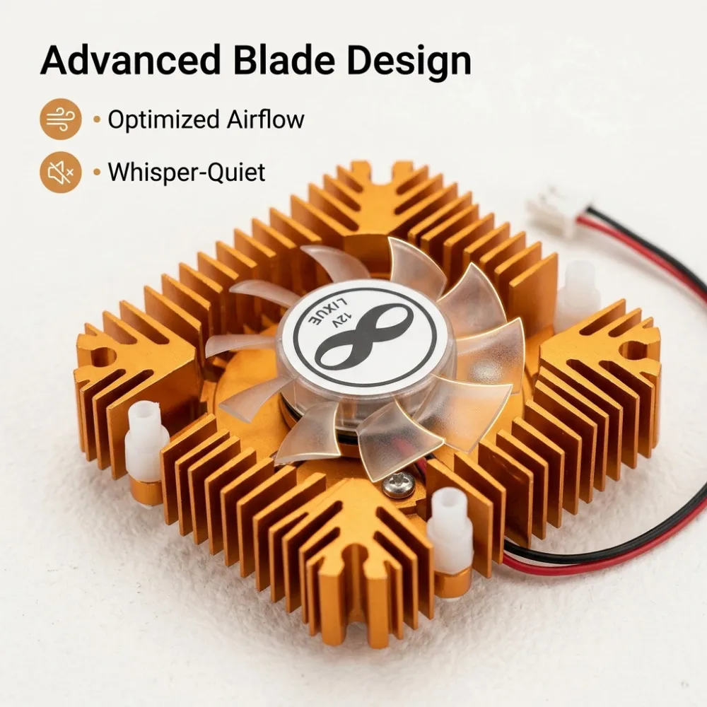 55mm 2 PIN Graphics Cards Cooling Fan Heatsink Cooler Aluminum Gold Fans Cooler Fit for Personal Computer Components