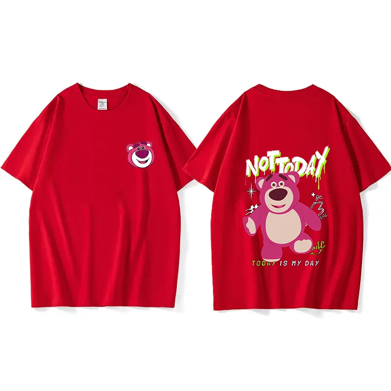 Disney Lotso Toy Story Bear print T-shirt Leisure Sports Street Harajuku Couple Student T-shirt