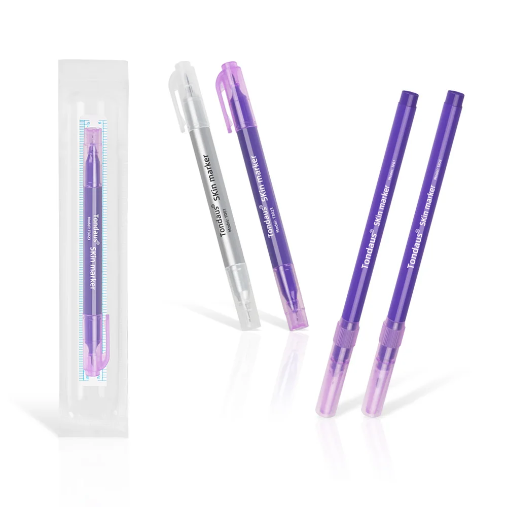 Microblading Marker Pen with Paper Ruler Skin Marker Eyebrow Permanent Makeup Position Mark Tools Stencil Pen for Eyebrow Skin