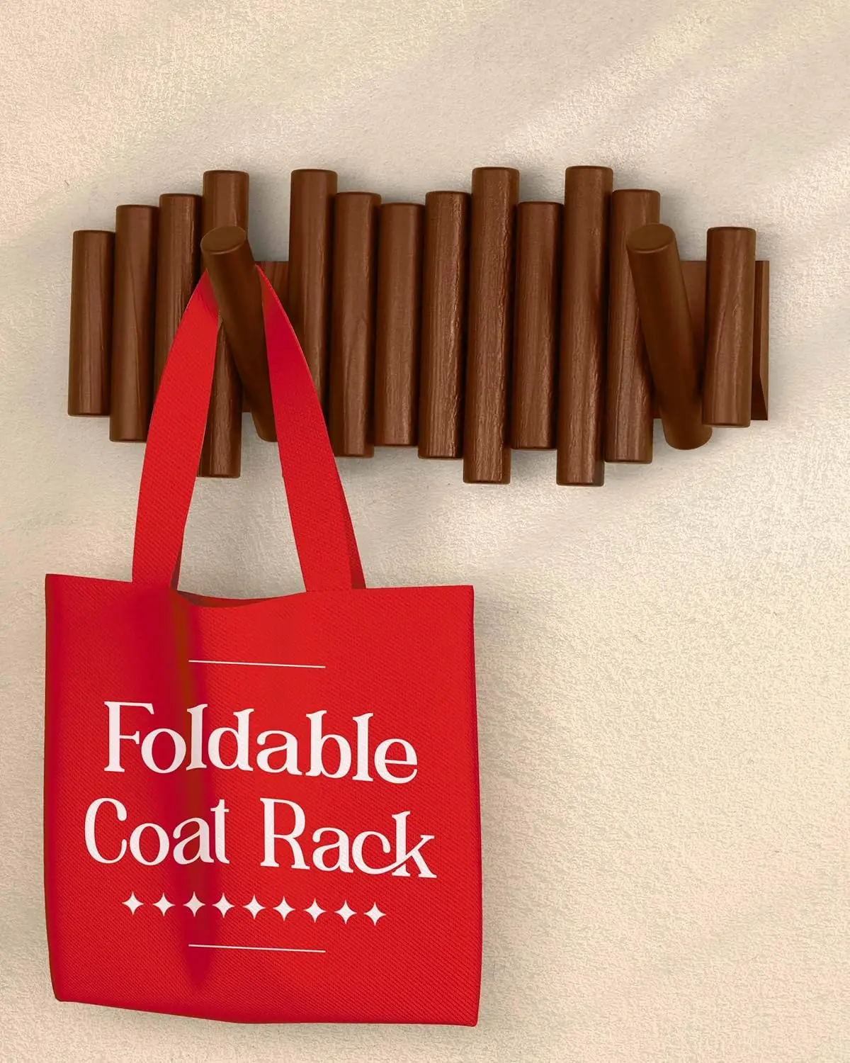 

Wall Mounted Coat Rack with Key Holder - Wooden Entryway Hooks for Organized Storage