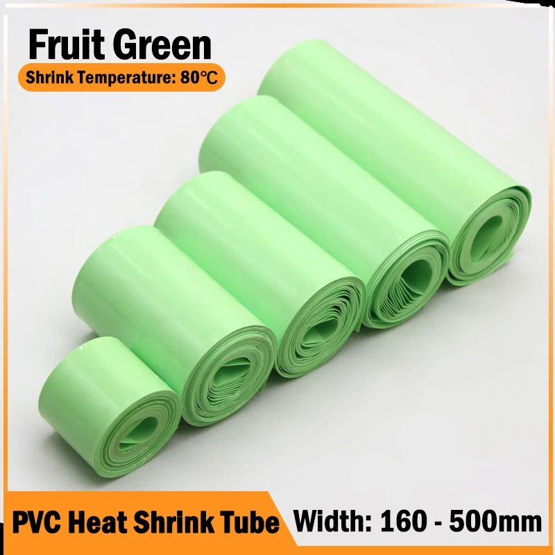 

1M~10M Fruit Green PVC Heat Shrink Tube 18650 Lipo Battery Pack 160mm ~ 500mm Insulated Protection Film Wrap Case Cable Sleeve