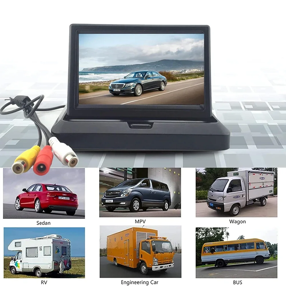 5inch Foldable HD Car Rear View Monitor LCD TFT Color Display Screen Vehicle 2 Video Input For Camera Night Vision Reversing