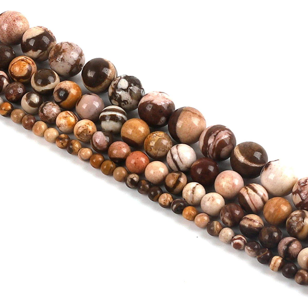 Australische Zebra-Steinperlen, braune Streifen, lose runde Natursteinperlen für DIY-Mode-Armband-Halsketten-Accessoires – Detail 1