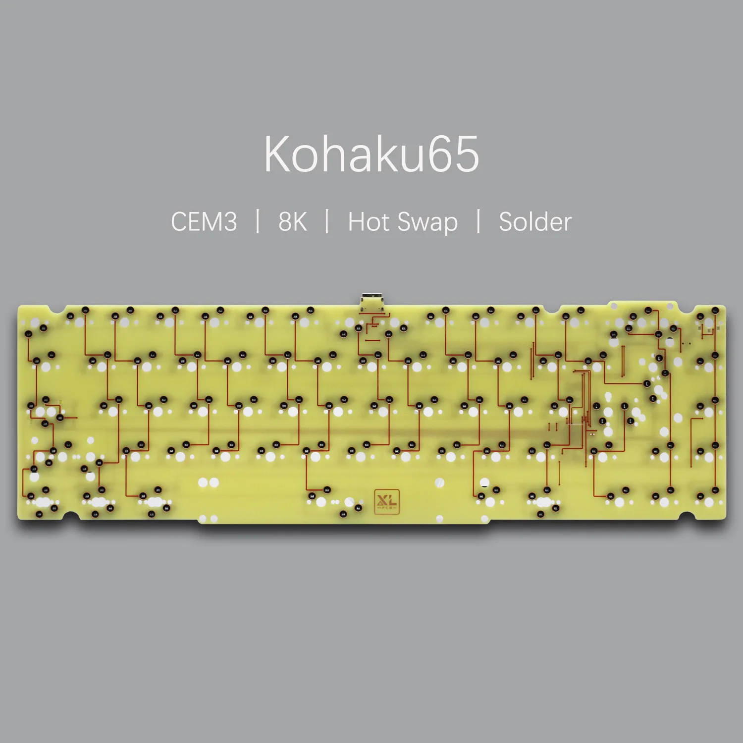 

VIA remap 8K rate hotswap/solderable pcb CEM3 basing compatible with Kohaku65 gaming keyboards