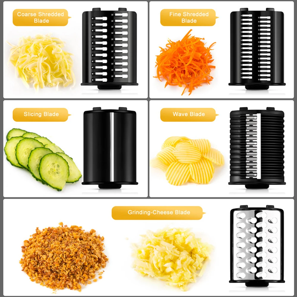 Kitchen Cheese Grater, Electric Slicer Shredder, Electric Vegetable Cutter Salad Maker, 5in1 Kitchen Grater for Vegetable Fruits