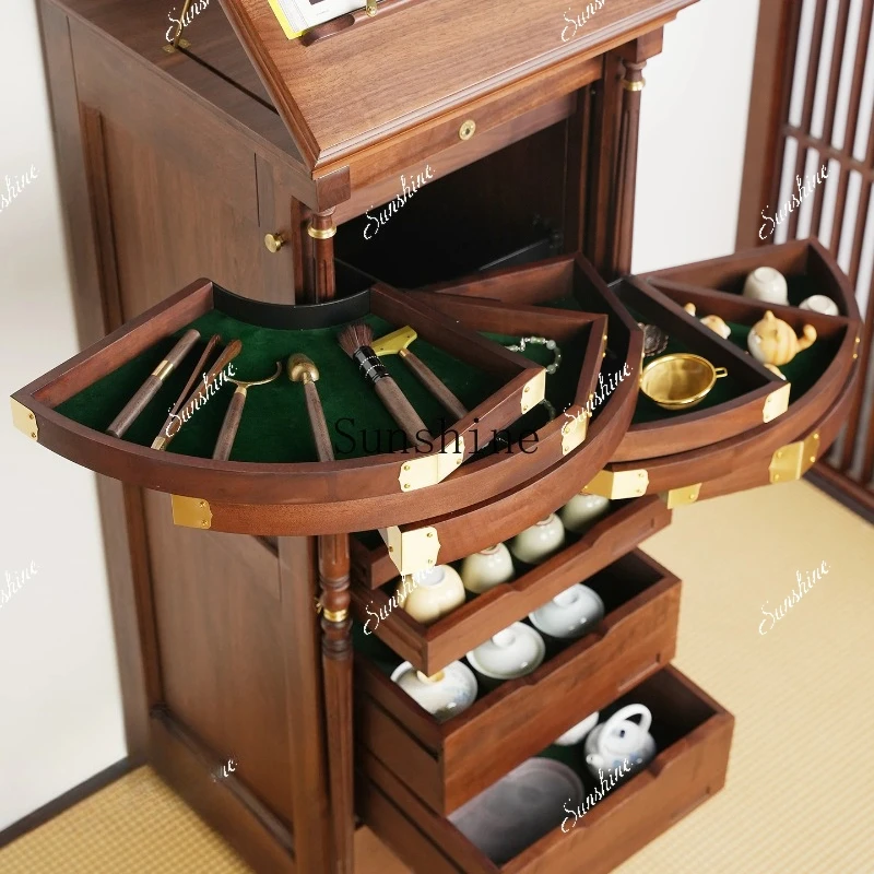 North American black walnut floor rotating tea set dental storage cabinet display cabinet  FT