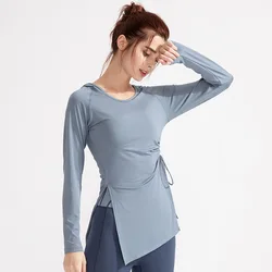 Sports Top Woman Gym Shirt 2025 Long Sleeve Yoga Clothes Pilates Sportswear Hooded Fitness T-shirts Yoga Wear Running Blouses