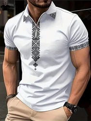 Camisetas con estampado de patrón de estilo folclórico para hombres, ropa de moda para hombres, camiseta de manga corta, camiseta estampada suelta informal, Tops con estampado Simple