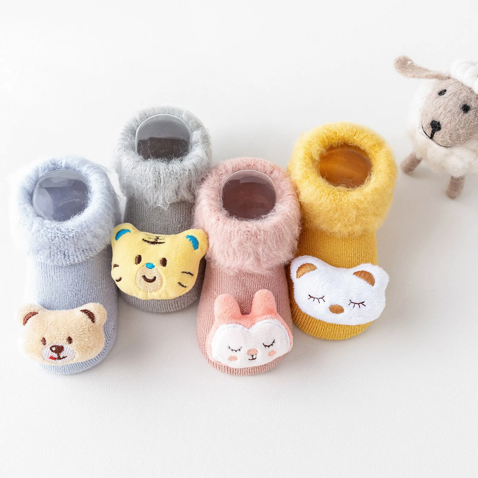 Cute Cartoon Baby Warm Socks for Boy Girl Winter Soft Cotton Anti Slip Newborn Toddler Sock Kids Thicken Socks Warm Comfy Socks