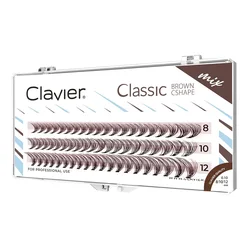 Clavier Classic Brown Eyelashes Natural Cluster Lash 10D Individual Segment Eyelash Professional C Curling