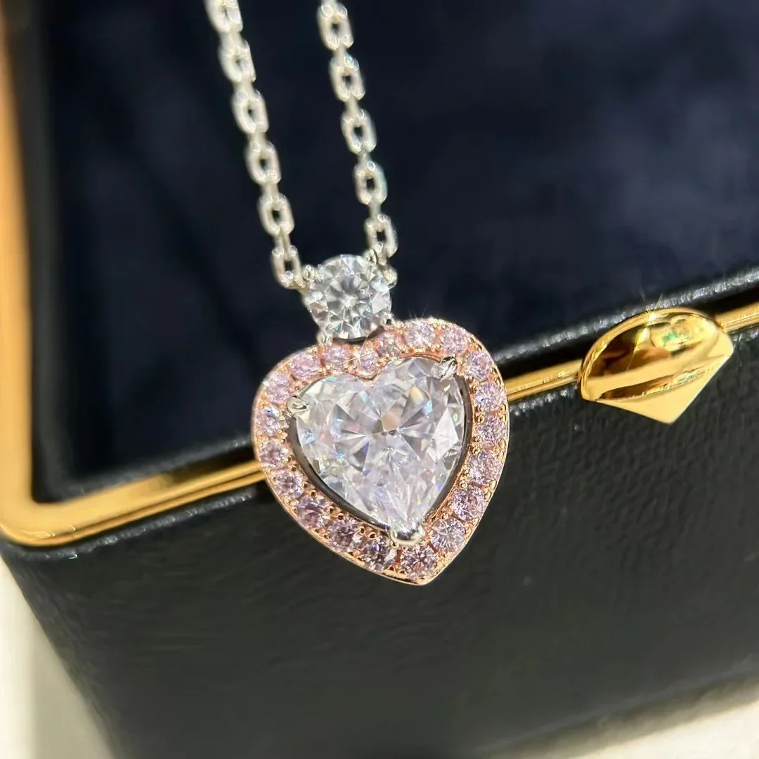 

High Qulity New 2023 Trend Hot Brand Anniversary Gifts Luxury Jewelry Heart Necklaces For Women Zircon Wedding Pure 925 Sliver