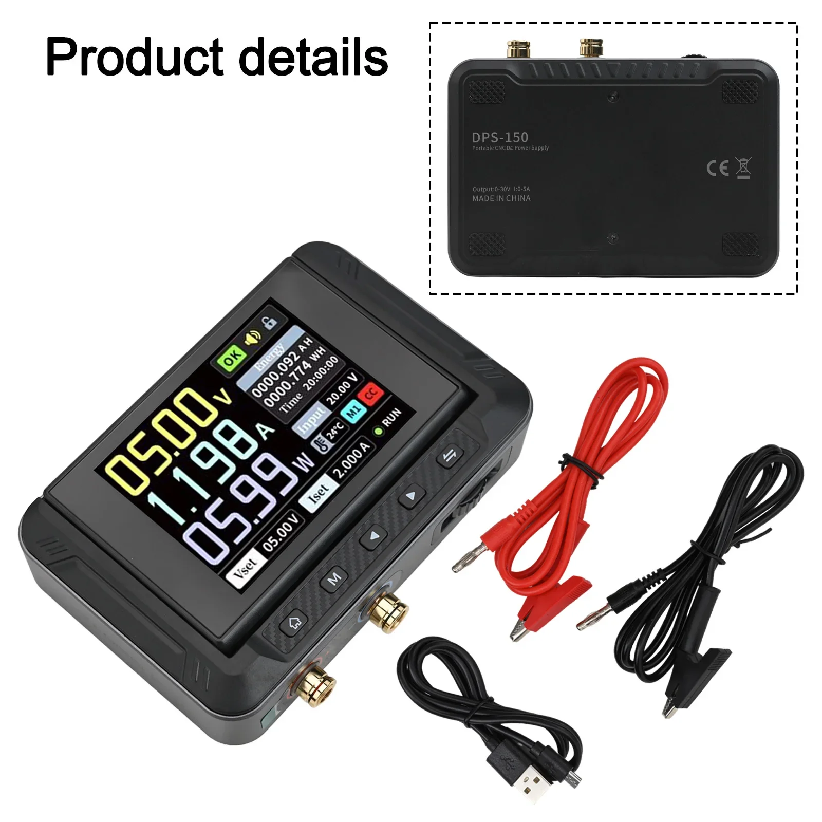 Fonte de alimentação digital programável DPS150 CNC DC com recursos de suporte de carregamento rápido medidores de tensão 100mA-5A ﻿