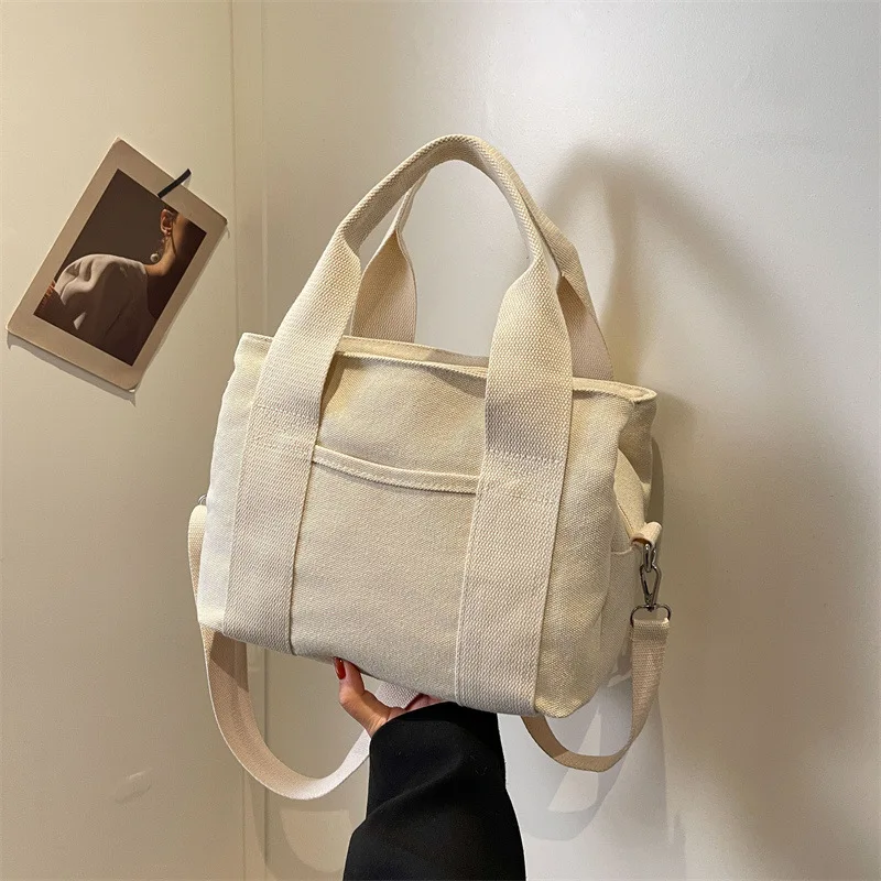 Women's Shoulder Bag Crossbody Handbag Versatile for Commuting Student Leisure Simple Canvas Large Capacity Fashionable