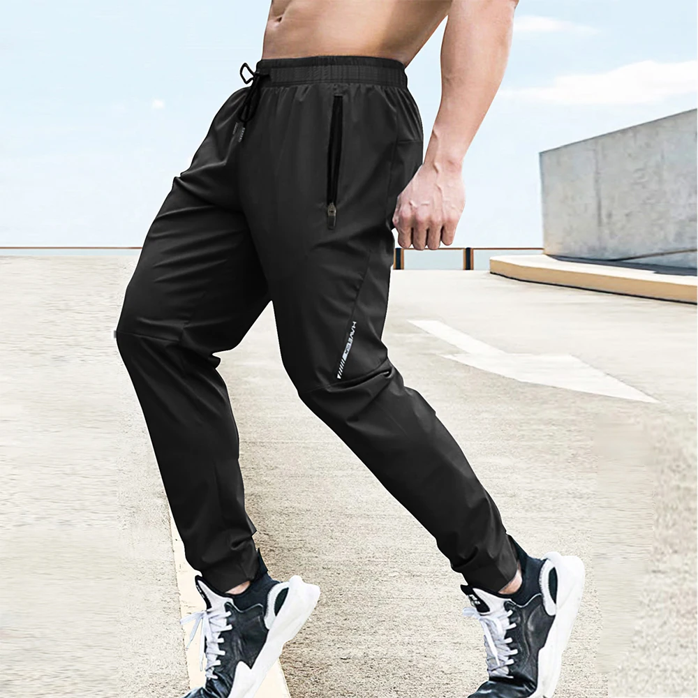 Summer Stretch Men Track Pants Casual Clothing Elastic Waist Jogging Men\'s Pants Outdoor Training Fitness Breathable Long Pants