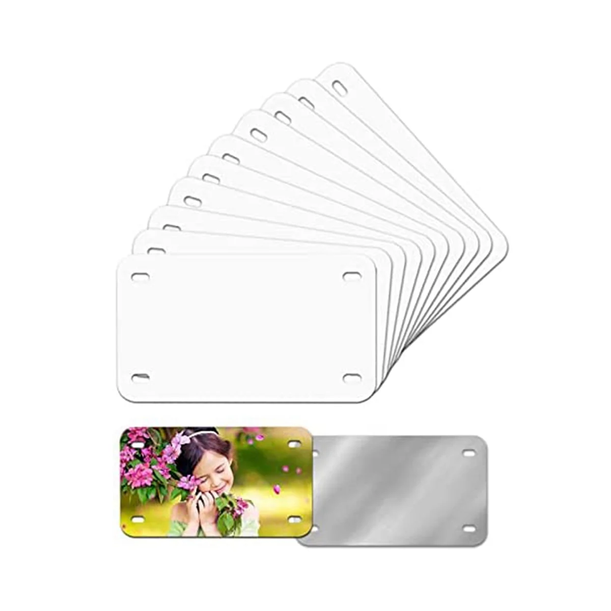 7 Inch x 4 Inch 10 Pack Sublimation License Plate Blanks,Heat Thermal Transfer DIY Picture,Aluminum License Plate Tag