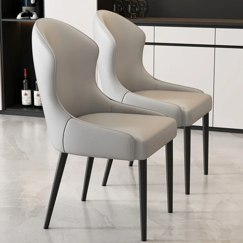 Relaxing Metal Chairs Waterproof Armless Design Modern Dining Chairs Nordic Leather Party