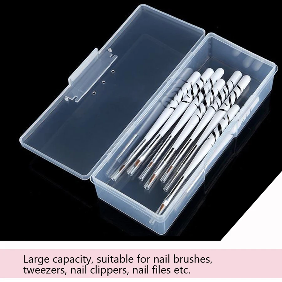 Nail Polish Holder Plastic Nail Supplies Storage pen Box Rectangle Nail Art Studs Brushes Tools Holder Case Manicure Tools
