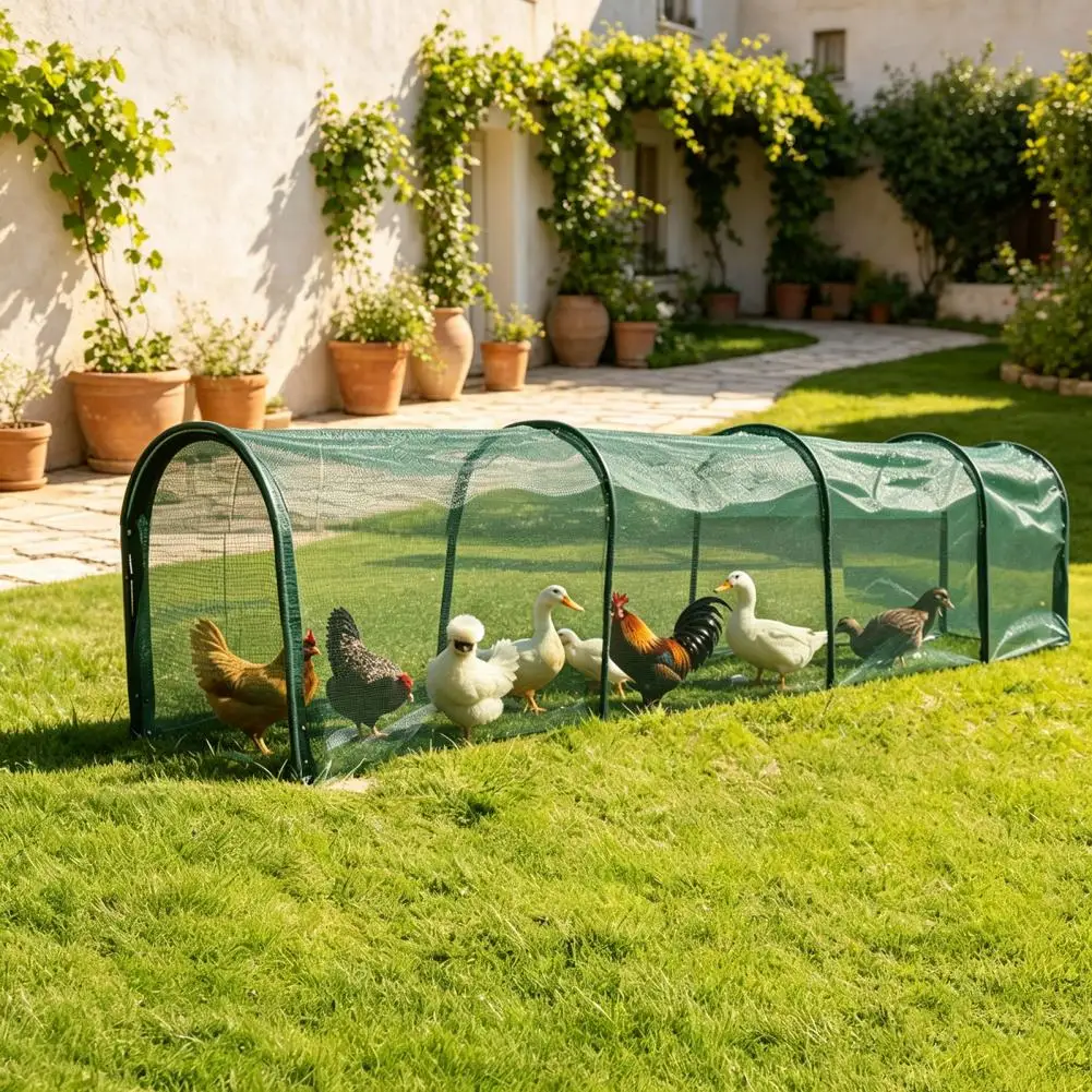 Portable Chicken Tunnel for Yard Breathable Chicken Tunnel Foldable Chicken Tunnel Portable Poultry Run Predator-proof Outdoor