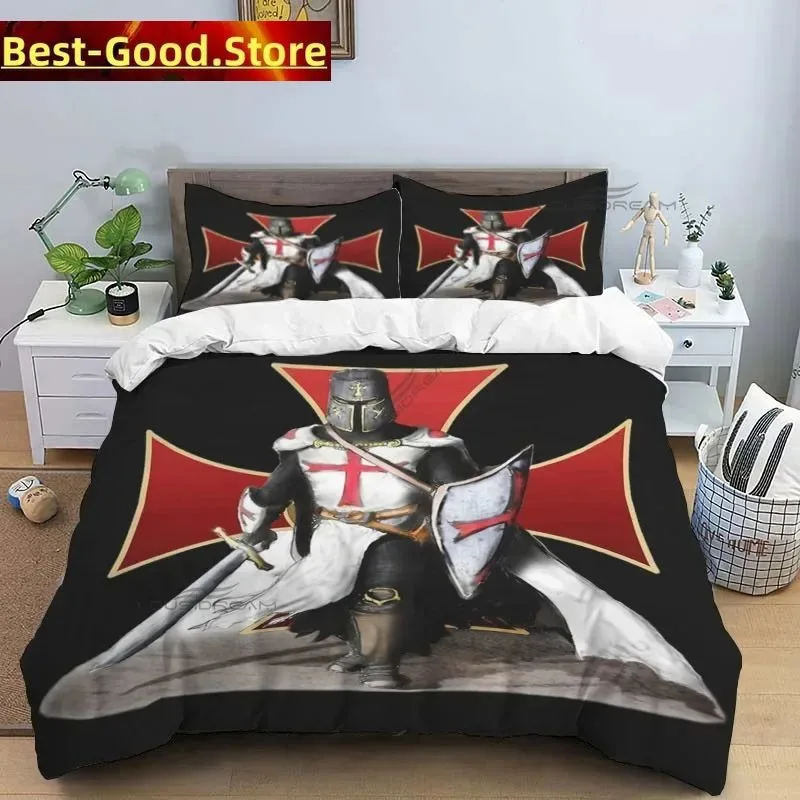 

3D Print Fashion Medieval Knights Templar Bedding Set Boys Girls Twin Queen King Size Duvet Cover Pillowcase Bed boys Adult