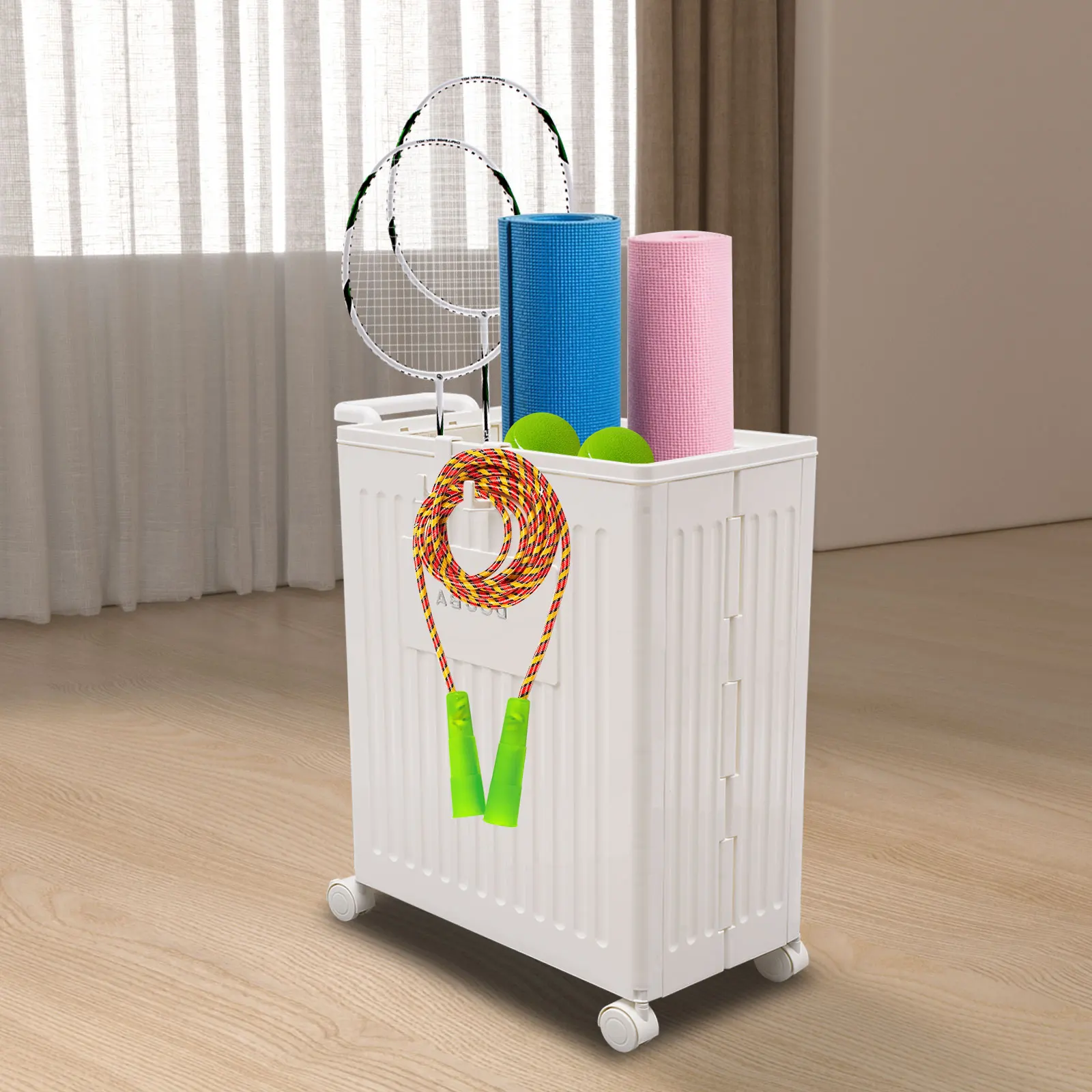 

39*25*52.5cm White Storage Box Multifunctional Storage Box Large-capacity Locker with Universal Wheel