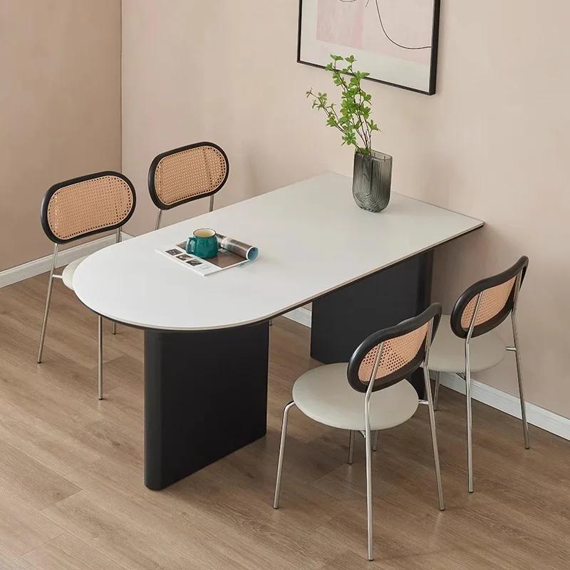 

Nordic Solid Wood Rock Slab Dining Tables Modern Minimalist Creative Dining Room Dining Table Luxury Design Home Furniture FYDT