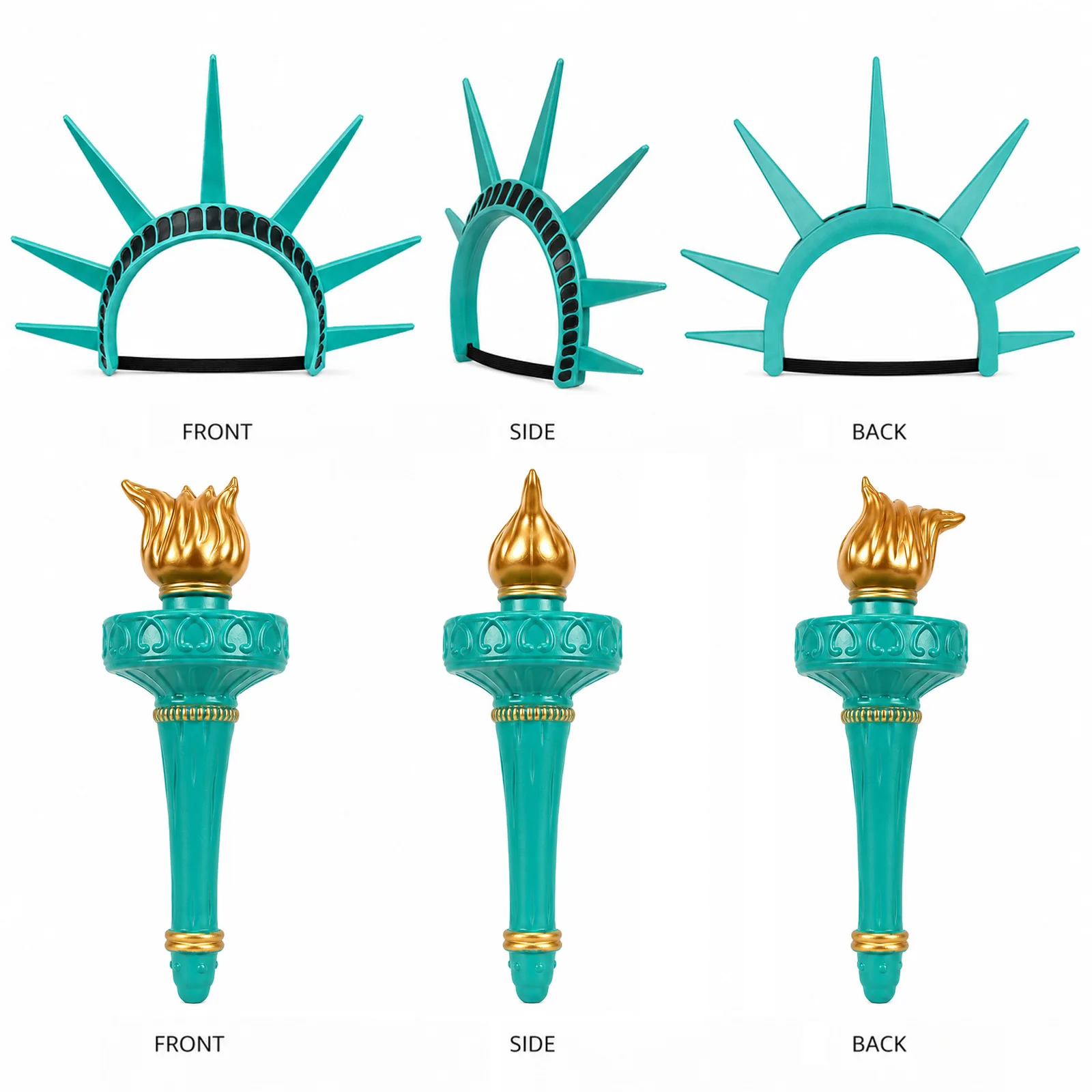 Statue Of Liberty Headpiece Torch Set Cosplay Lady Liberty Crown Headband Halloween July Patriotic Party Costume Props 4
