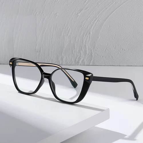 Gafas ópticas con forma de ojo de gato para mujer, montura con receta, anteojos femeninos con estilo, TR-BC908 de borde completo