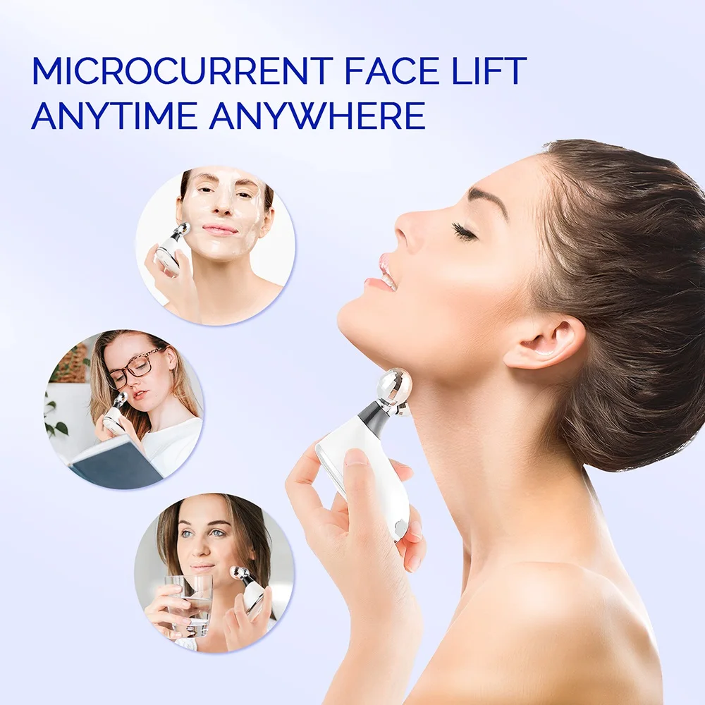 Dispositivo Facial de microcorriente EMS, rodillo de masaje Facial vibratorio, Lifting Facial, mentón, adelgazante, estiramiento de la piel, eliminación de arrugas, masajeador