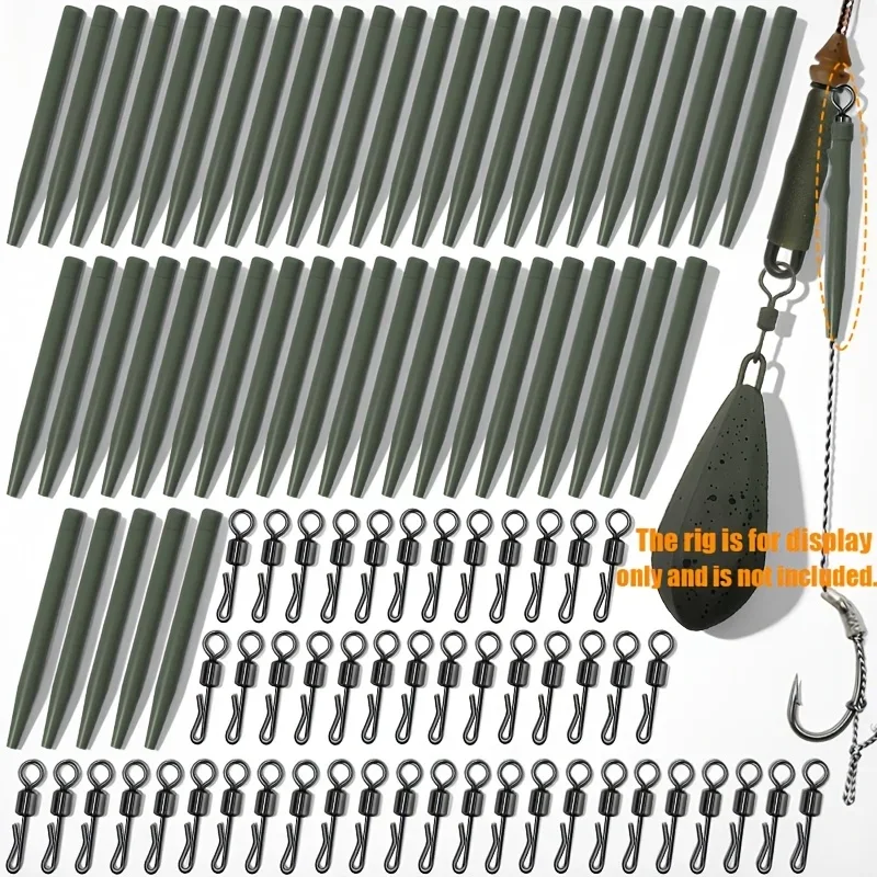 100 Stück Anti-Tangle-Schläuche mit Schnellwechsel-Wirbeln Set, Karpfenangel-Zubehör. Kann in Karpfenrigs verwendet werden.