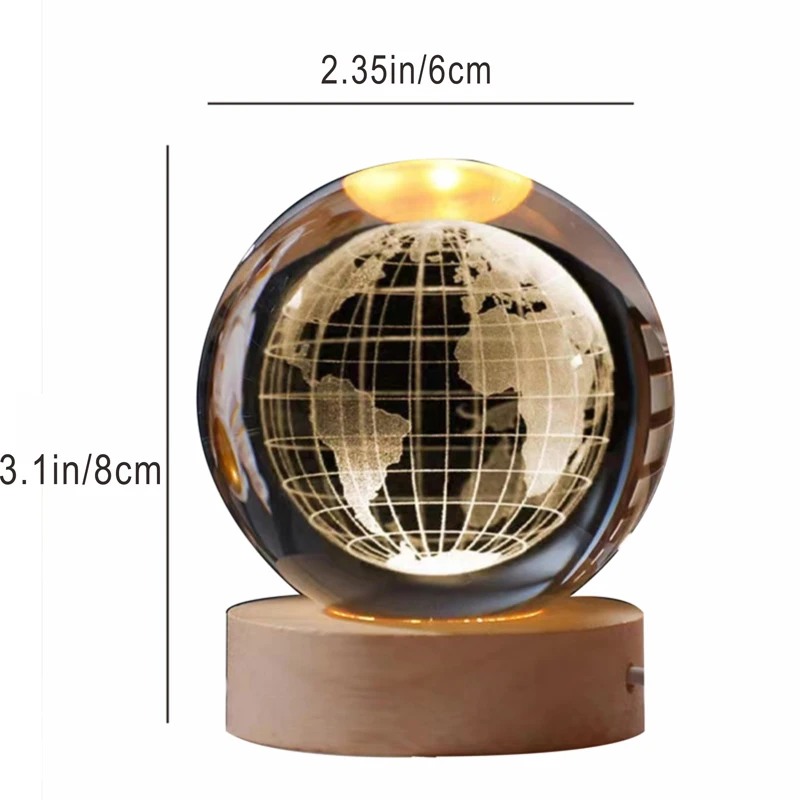 3D Earth crystal ball Color night light,Birthday girlfriend classmate wife children christmas day gift home decoration