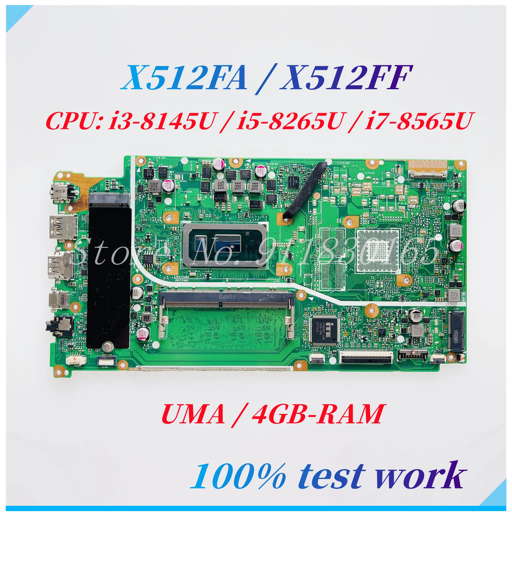 X512FF X512FA Mainboard For Asus X512FB X512FF X712FA X712F X512FJ X512FJG Laptop Motherboard With Core i3 i5 i7 CPU UMA 4G-RAM