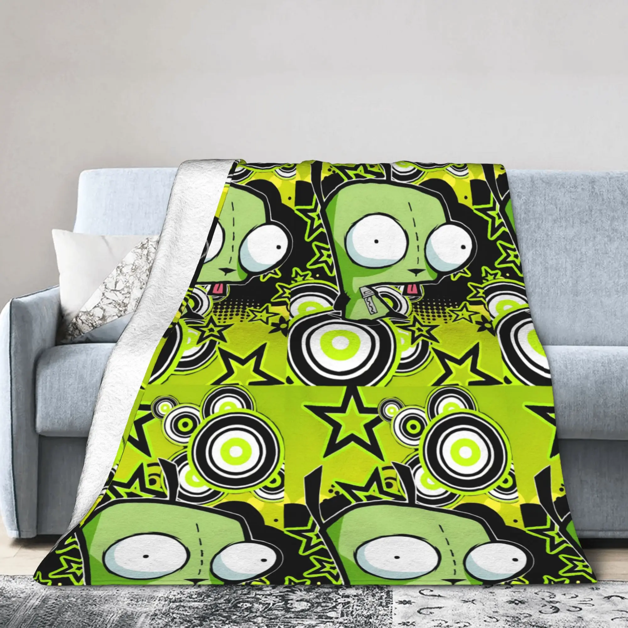 Invaders Zims Cute Cartoon Blankets Flannel Awesome Warm Throw Blankets for Home Autumn/Winter,