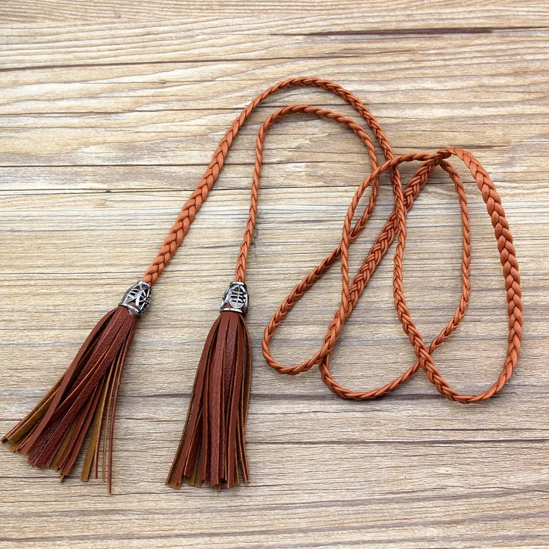 

Women Versatile Waist Belt Chinese Style Braided Tassel Belts Knot Decorated Waist Chain Rope Female Fashion Casual Waistbands