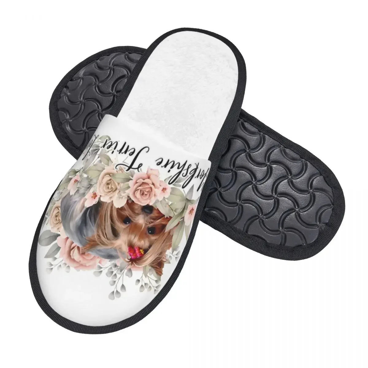 Personalized Yorkshire Terrier Mom Dad House Slippers Comfy Memory Foam Yorkshire Terrier Lover Slip On Spa Slipper Shoes