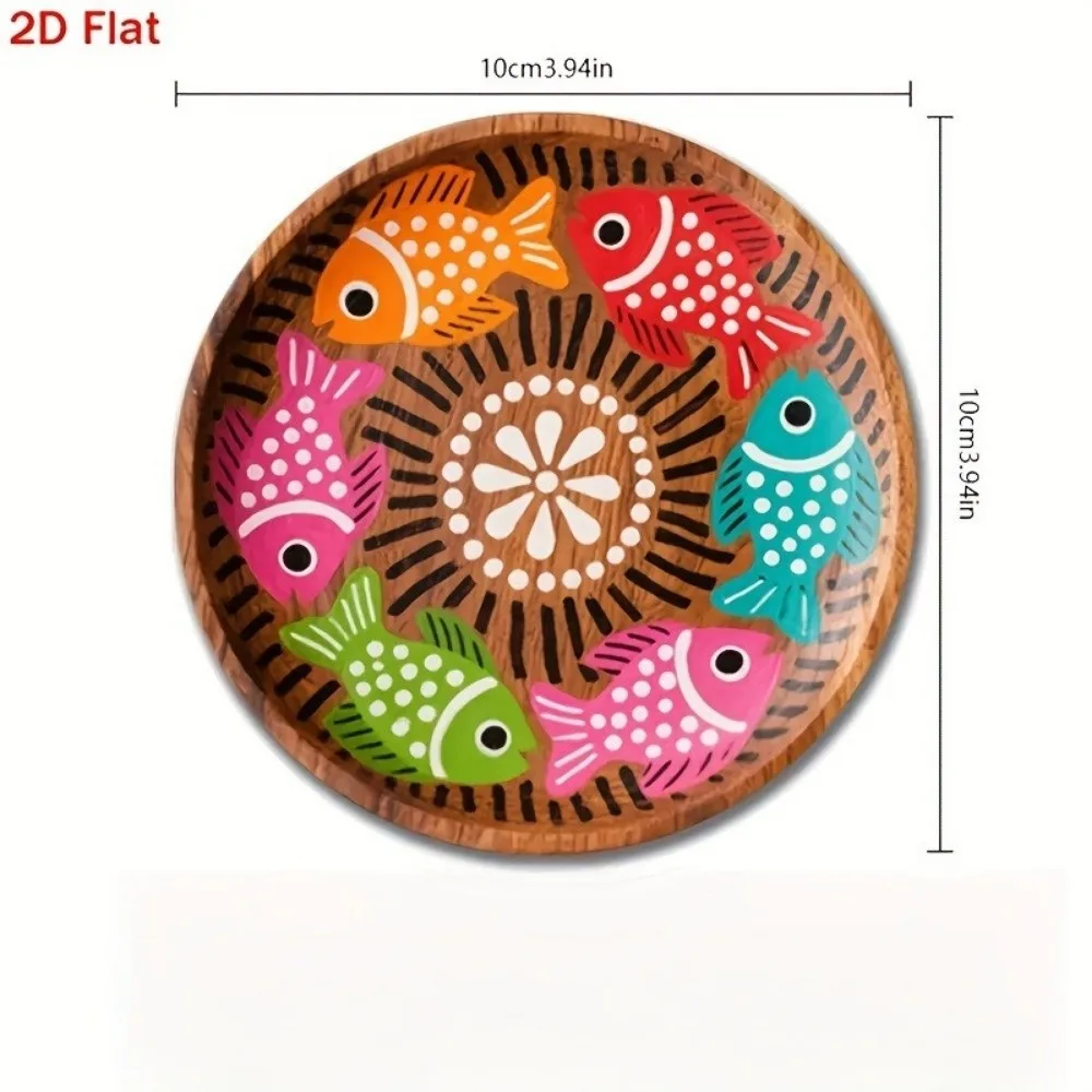 6pcs Stylish Heat-Resistant Wooden Coasters Non Slip Fish 2D Flat Mat Flower Cat Dog Drink Coaster Holiday Parties 5