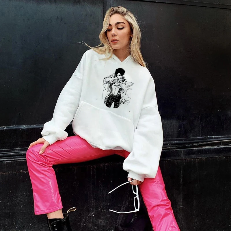 Autumn Harajuku Casual Women Pullovers Funny Japanese Anime Printed Punk Hoodies Round Neck Gothic Sweatshirt Tops Unisex