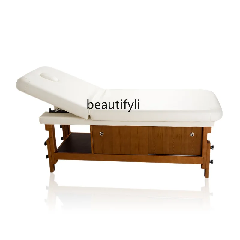 Beauty salon special SPA electric lifting high-grade solid wood beauty bed, breathable electric massage bed