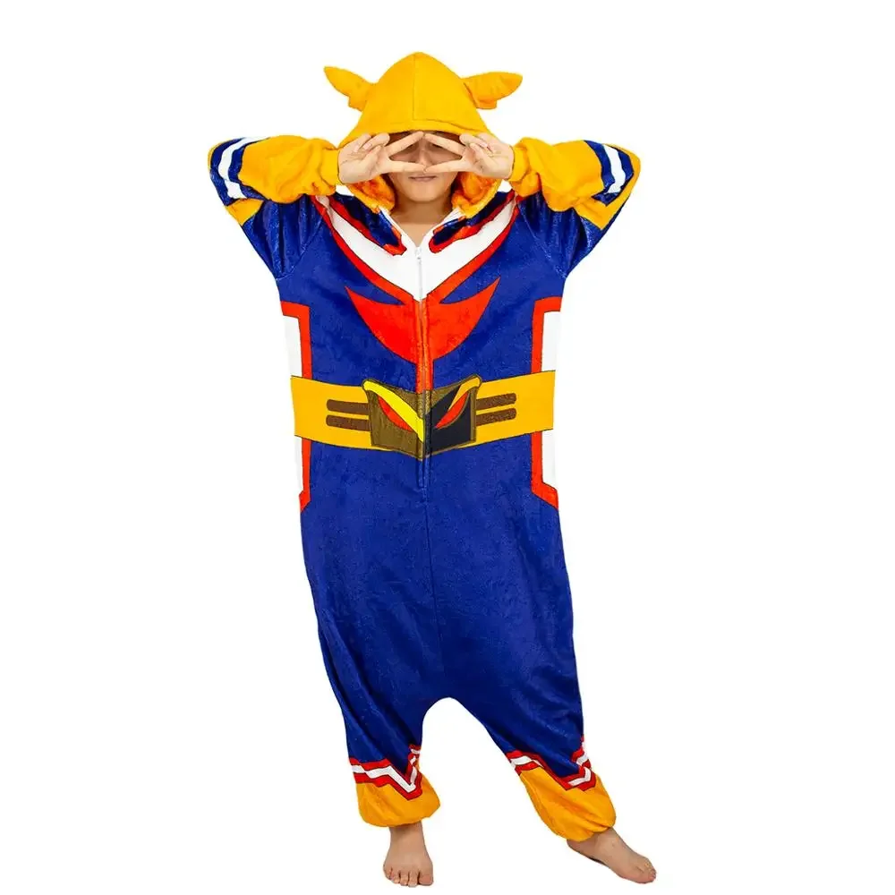 Frauen Männer Kigurumi Onesies Mein hero academia Cosplay Kostüme Mit Kapuze All Might cartoon pyjamas hause liebhaber langarm Overalls