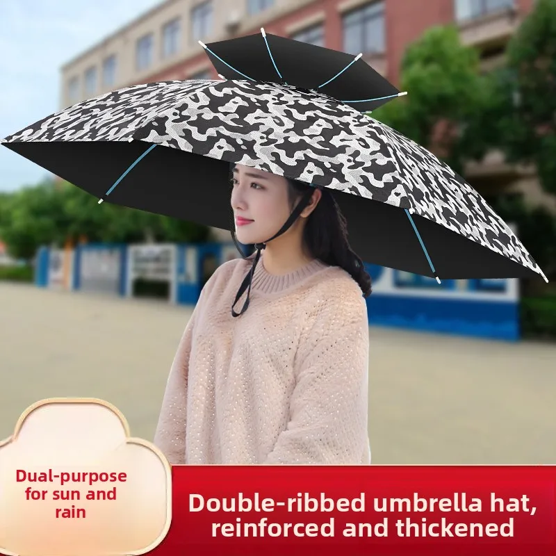 

Большая двухслойная шляпа-зонтик Fiing, головной убор, солнцезащитный козырек, водонепроницаемый черный клей, цилиндр, двухслойная солнцезащитная кепка