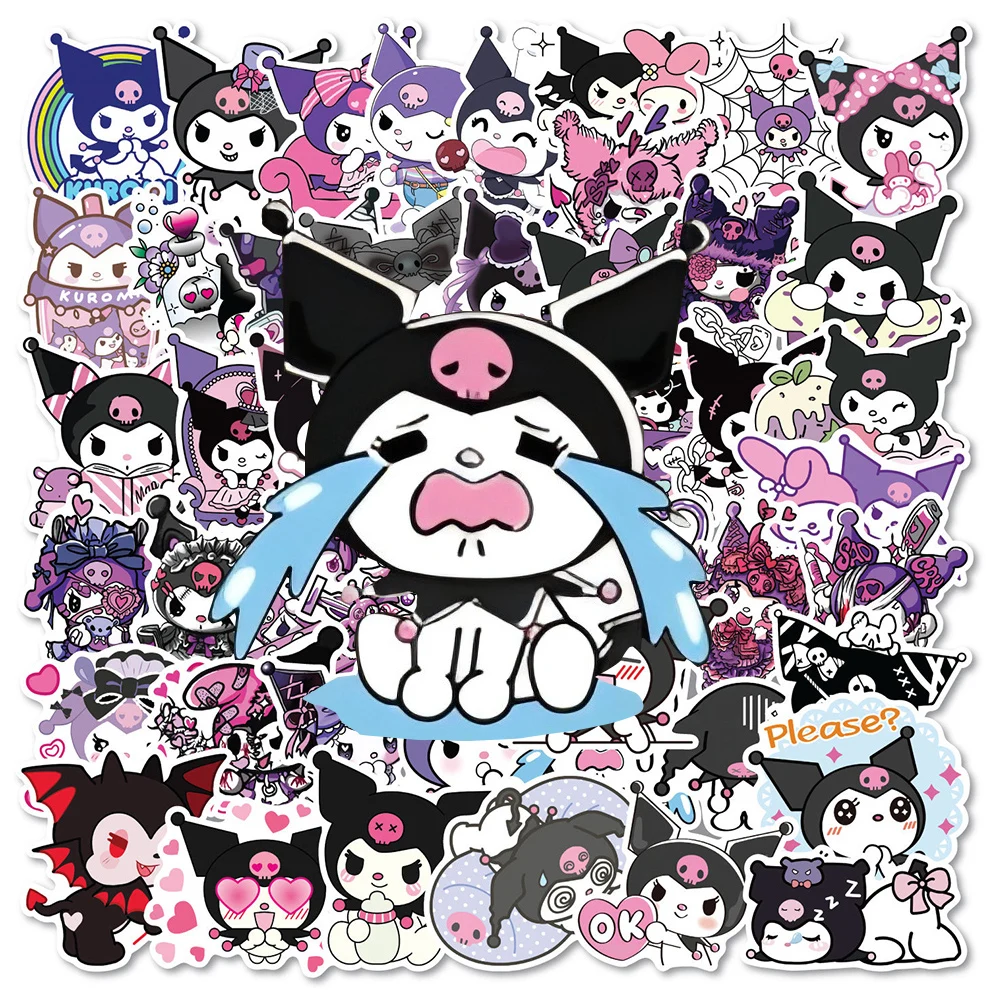 

10/30/50/100pcs Kuromi Cute Cartoon Anime Stickers Sanrio Aesthetics Decal Laptop Skateboard Suitcase Sticker for Girls Toy Gift