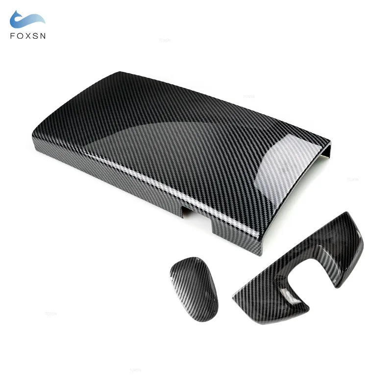 For Mercedes Benz S Class W221 2008-2012 3pcs ABS Carbon Fiber Texture Center Console Armrest Box Phone Cover Dial Pad Housing