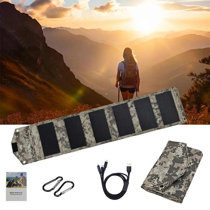 

15W5V Single Crystal Camouflage Folding Bag - Convenient To Carry The Ideal Companion for Outdoor Adventures