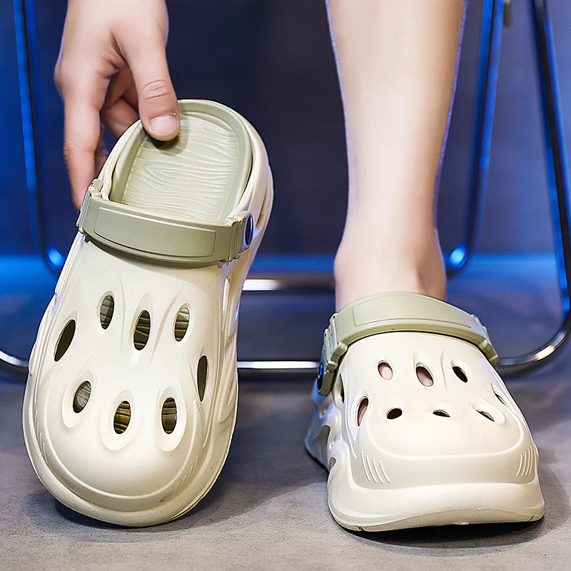 

Мужские толстоподошвенные шлепанцы: новые летние уличные спортивные пляжные сандалии из ЭВА, нескользящие, повседневные, для сада и пляжа, парные