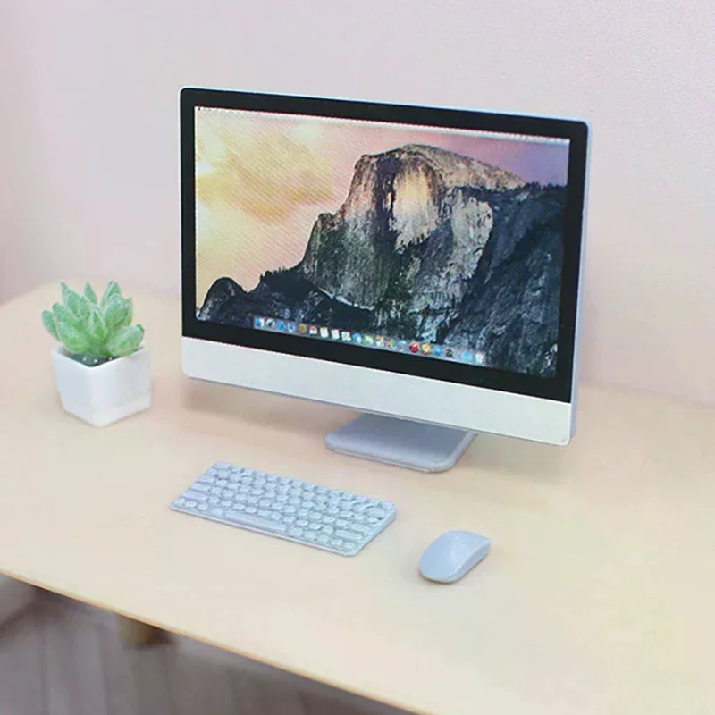 1:12 دمية مصغرة كمبيوتر مكتبي صغير ماوس ولوحة المفاتيح الأثاث نموذج المنزل ديكور لعبة بيت الدمية الملحقات #3