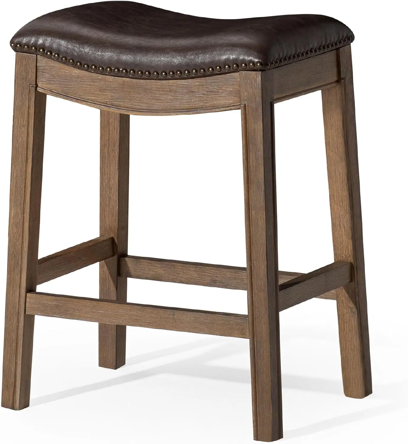 

Adrien 26 H Counter Height Backl Barstool In Dark Walnut Finish With Marksman Vegan Leather Cushion Seat