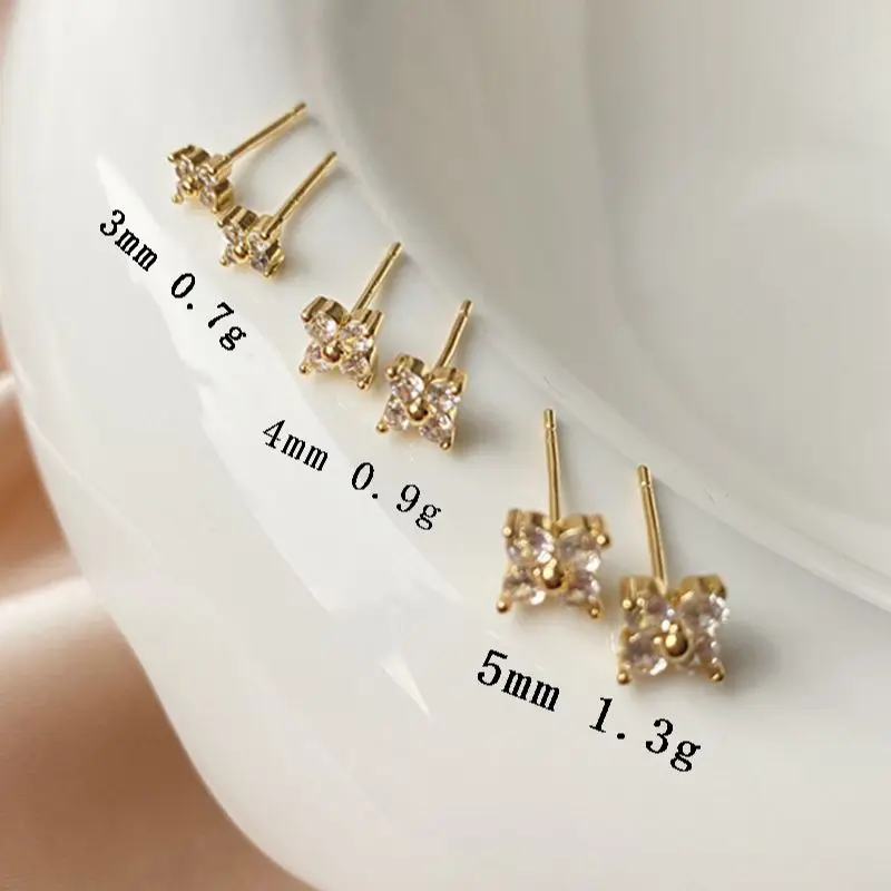 Exquisite Small Round Cubic Zirconia Flower Shape Stud Gold Color Earring for Women Simple Party Wedding Fashion Jewelry image 6