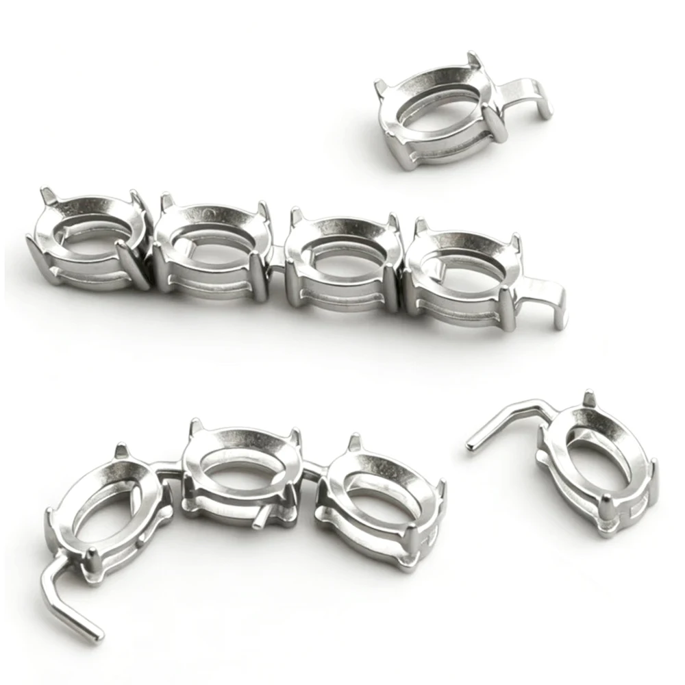 10 Stück Edelstahl Leere Krallenfassungen für Tennisarmbänder und Halsketten, Kristallsteinhalter für Strasssteine – Detail 2