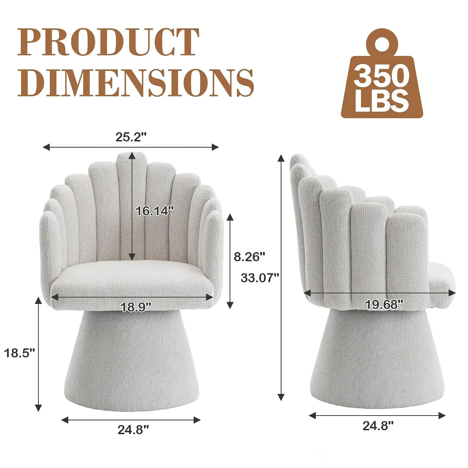 Swivel Barrel Accent Chair, 360° Shell Back Tufted Armchair for Living Room Bedroom Reading Room, Beige, Customized